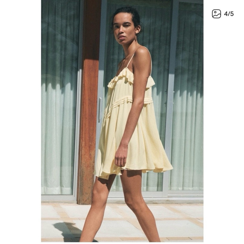 Zara Yellow Ruffled Dress - Picture 3 of 5